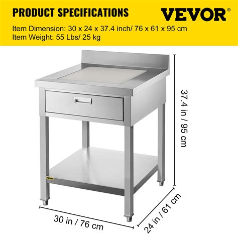 commercial kitchen cabinets stainless steel 24x30|VEVOR Commercial Food Prep Worktable 24x30 in .